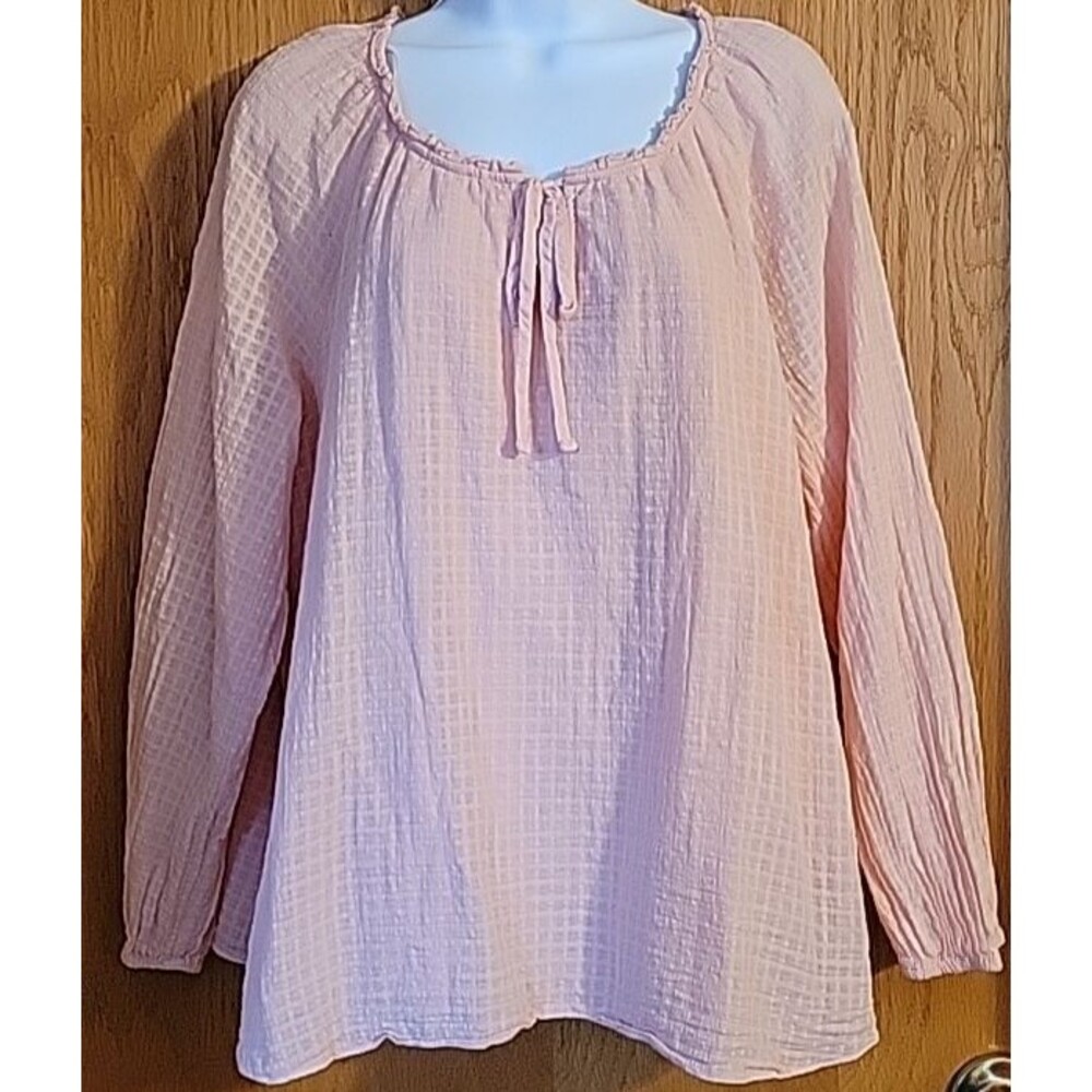 LC Lauren Conrad Sz XL Boho Orange Peasant Blouse Geometric Layered Top